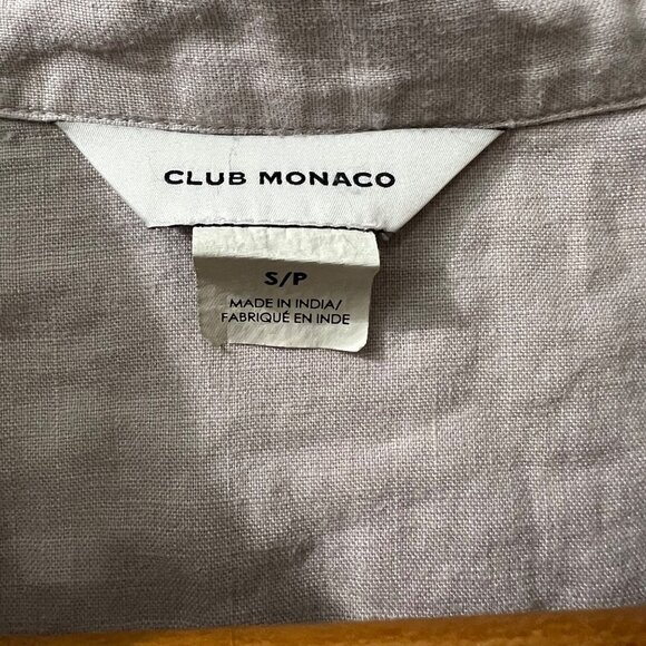 Club Monaco Neutral Tan Linen Button‎ Down Spread Collar Shirt Small - Picture 2 of 6
